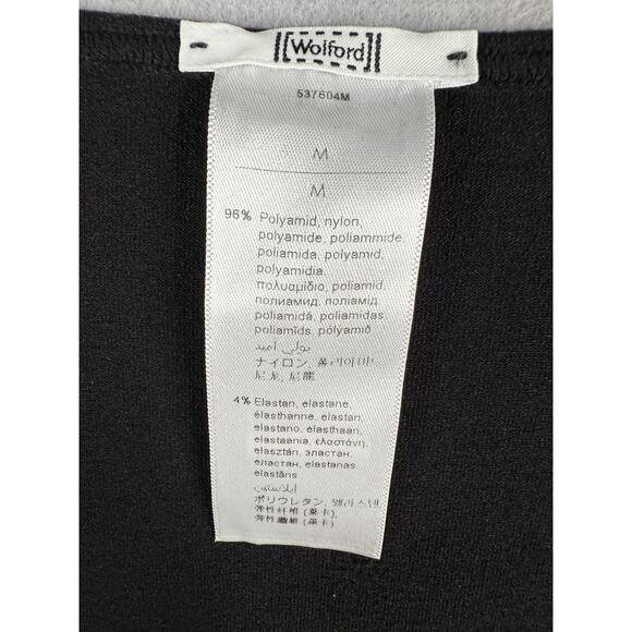 WOLFORD Scoop Neck Jersey Top Sz M Black Crystals Eveningwear Holiday 3/4 Sleeve - Picture 4 of 6